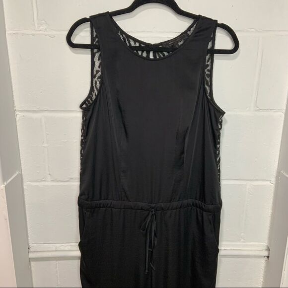 BCBGMaxAzria Black Liam Jumpsuit, Open Lace Back, Drawstring Waist Size M J14 - Picture 4 of 10
